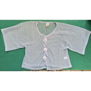 Vintage Noelle Baby Blue Mesh Sequins Beach Cover Up Fairy Whimsy 1-Size S M L